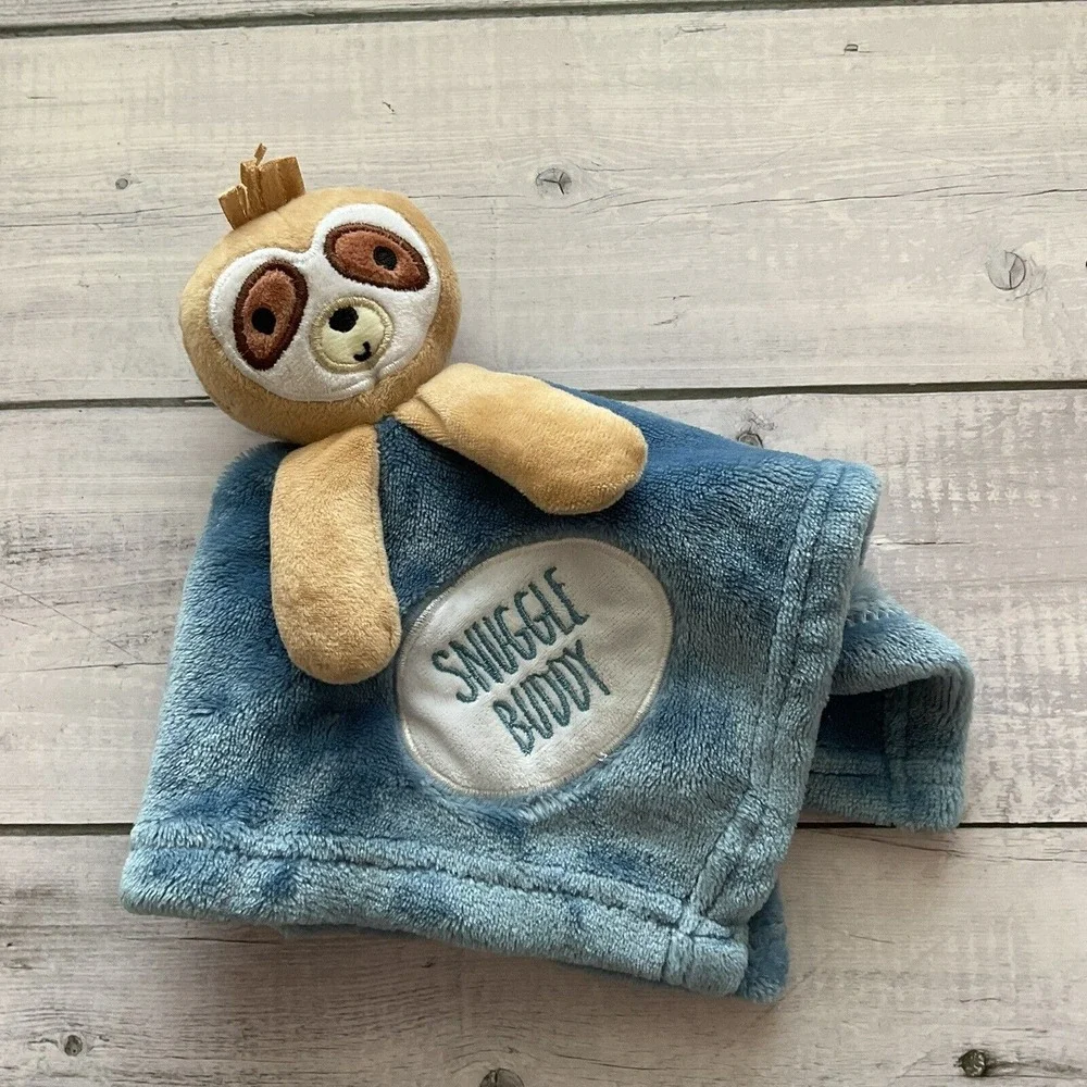 Snuggle Buddy Sloth Lovey Plush Baby Security Blanket Blue